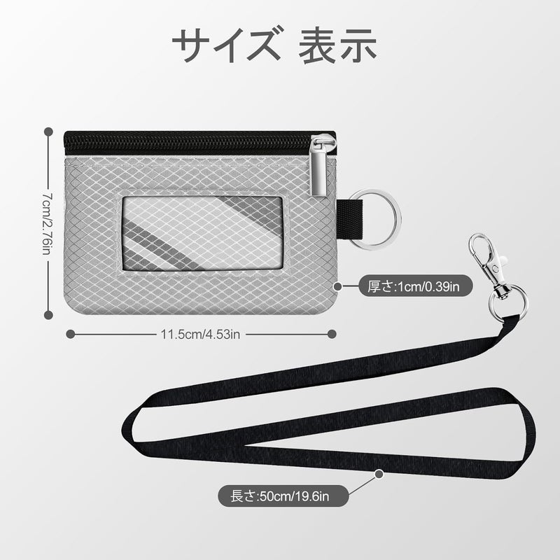 CCUMI Minimalist RFID Blocking Small Wallet with ID Window,WaterResistant Zip Id Case Wallet with Lanyard Keychain for Cards,Cash,Travel,Women,Men (Light gray) - Image 5